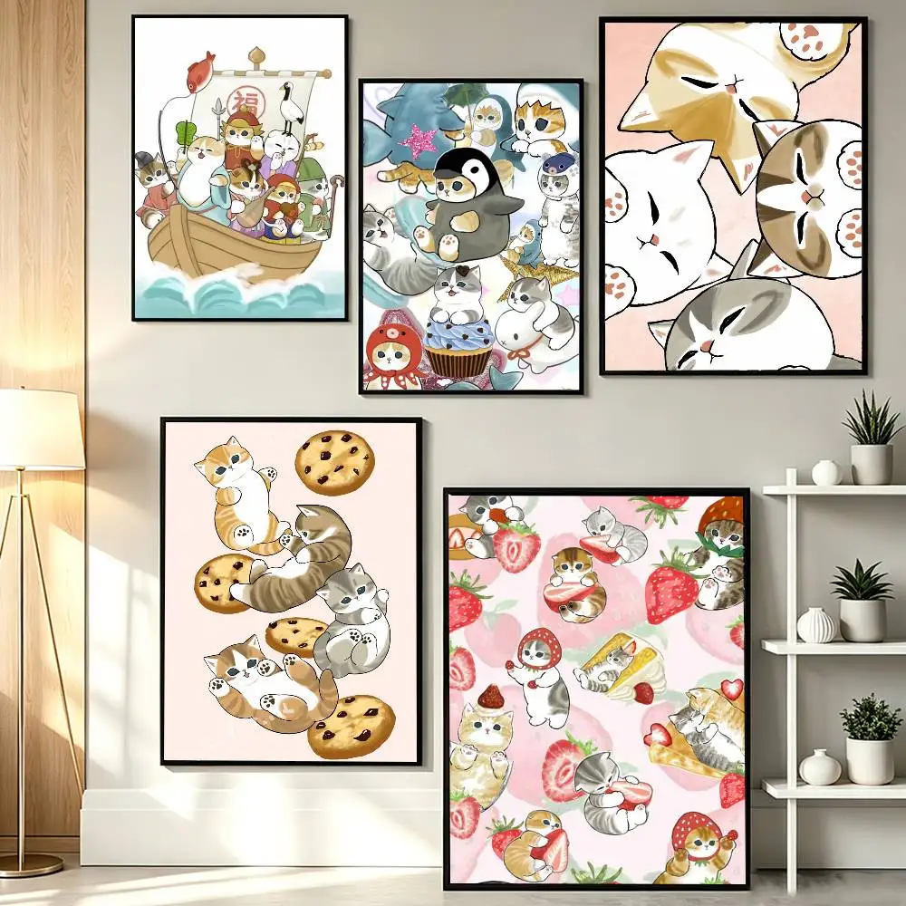 Fluffy Cat M-Mofusand Poster HD Self Adhesive Waterproof Wall Art Ideal for Home Office Dorm Gift