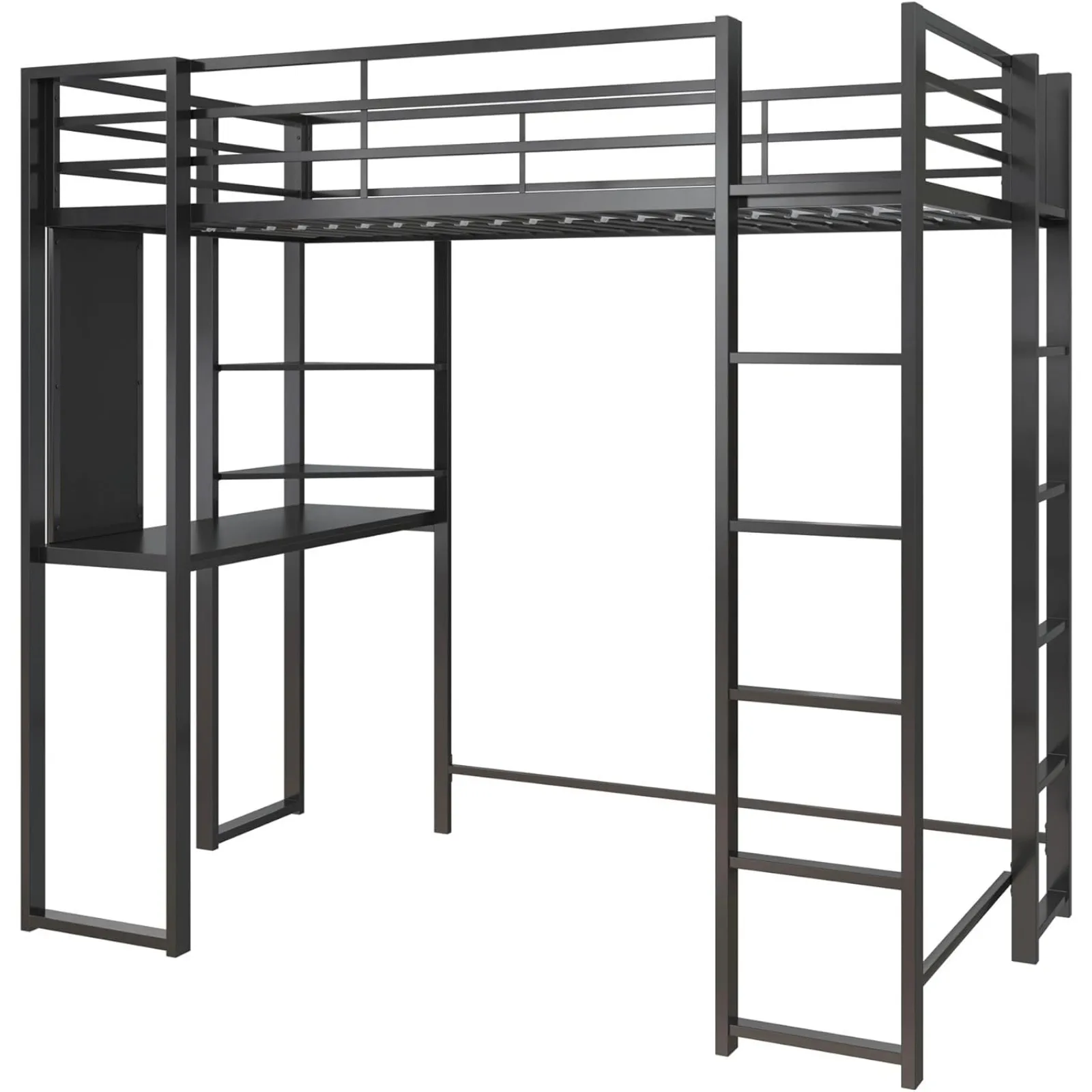 US Abode Twin Size Metal Loft Bed, Silver