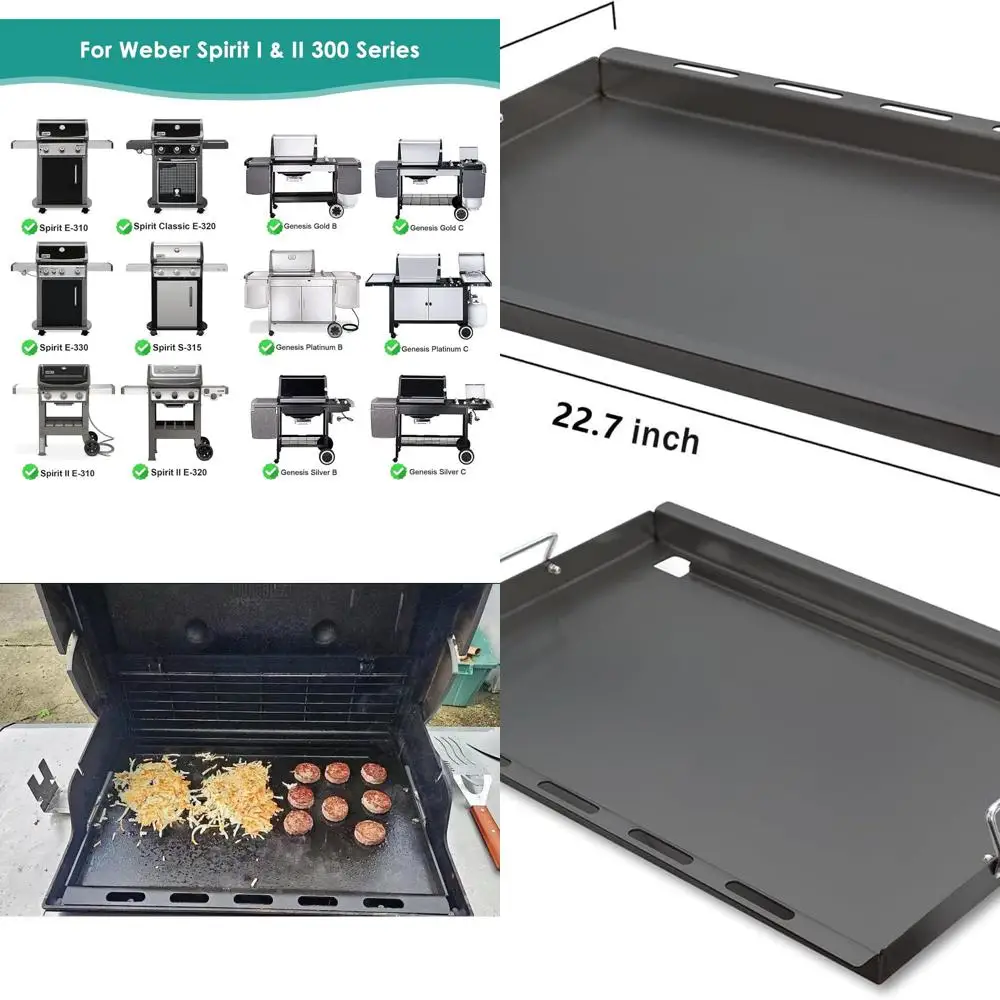 

Weber Spirit II 300 Flat Top Griddle, Full Size for Spirit I & II 300 GS4 Grill, Replacement Carbon Steel Griddle Insert E310 S3