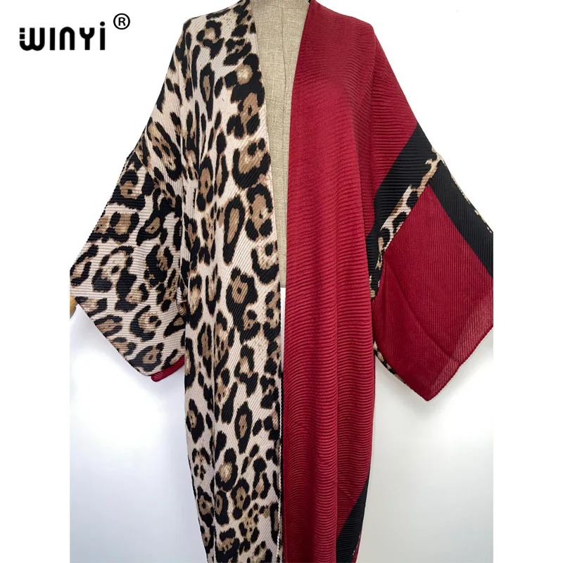 WINYI Europe fashion printing cotton Pleated dress Beach Wear elegant Africa women Cardigan Hot Bohemian holiday party Kimono