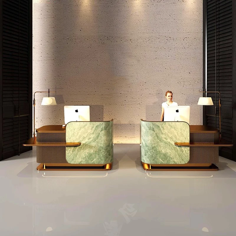 Green Wood Reception Desks Luxury Brown Design Best Modern Drawer Reception Desks Modern Classic Empfang Theke Office Furniture
