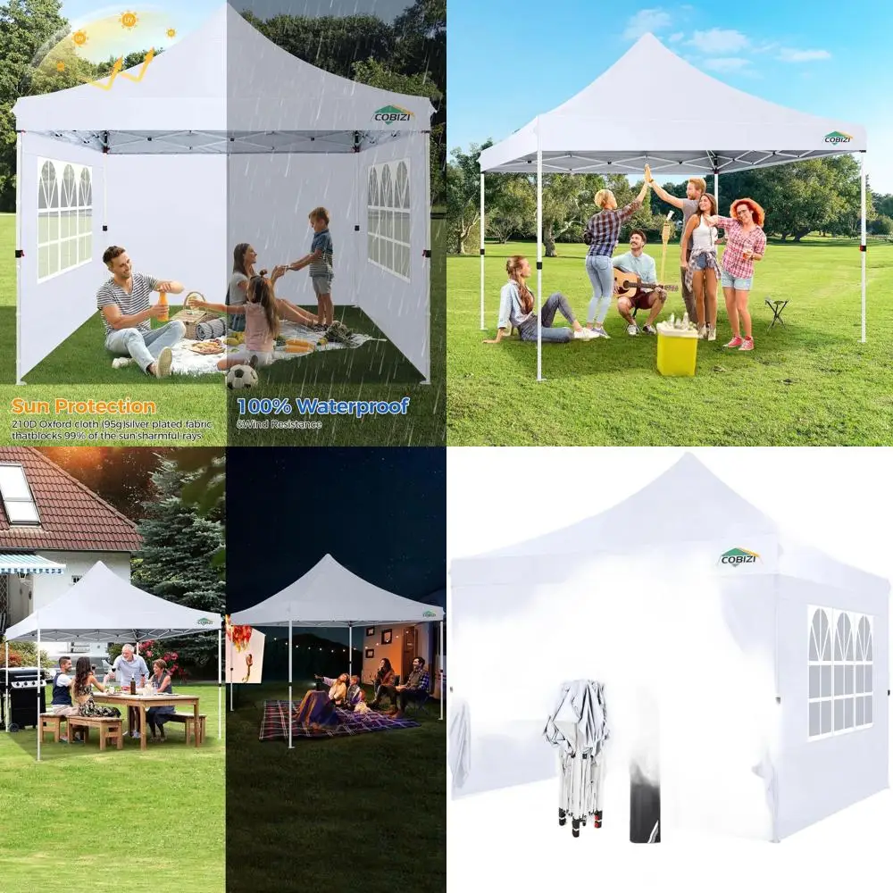 

10x10ft Waterproof Pop-Up Canopy with 4 Removable Sides, UV50+ Protection, Portable Bag, Adjustable Legs, Ideal for Outdoor Even