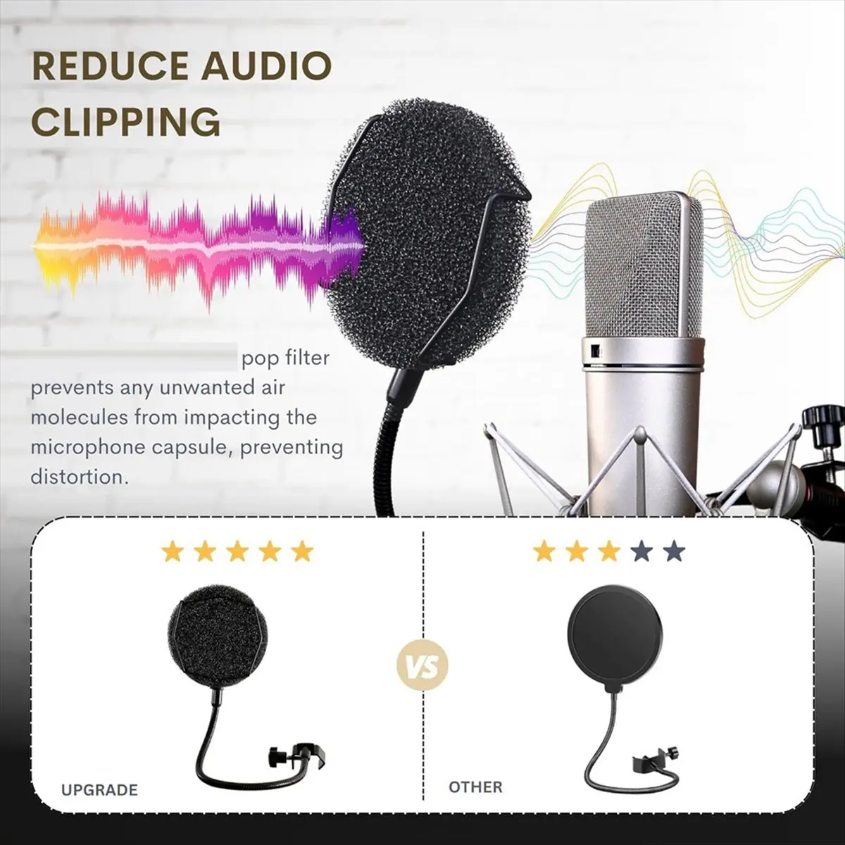 (A02R) High Quality Microphone Pop Filter Metal Pop Filter Shield Windscreen Pop Filter for USB Microphone Podcast Microphone
