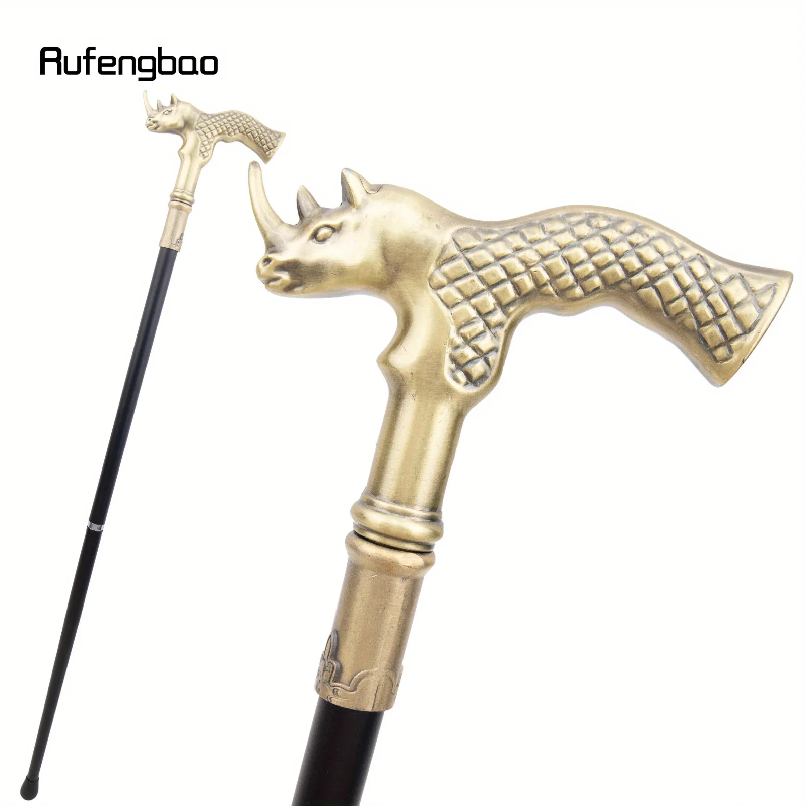 

Copper Rhinoceros Head Fashion Stick Decorative Stick Cospaly Vintage Party Fashionable Cane Crosier 91cm Performance Stage Cane