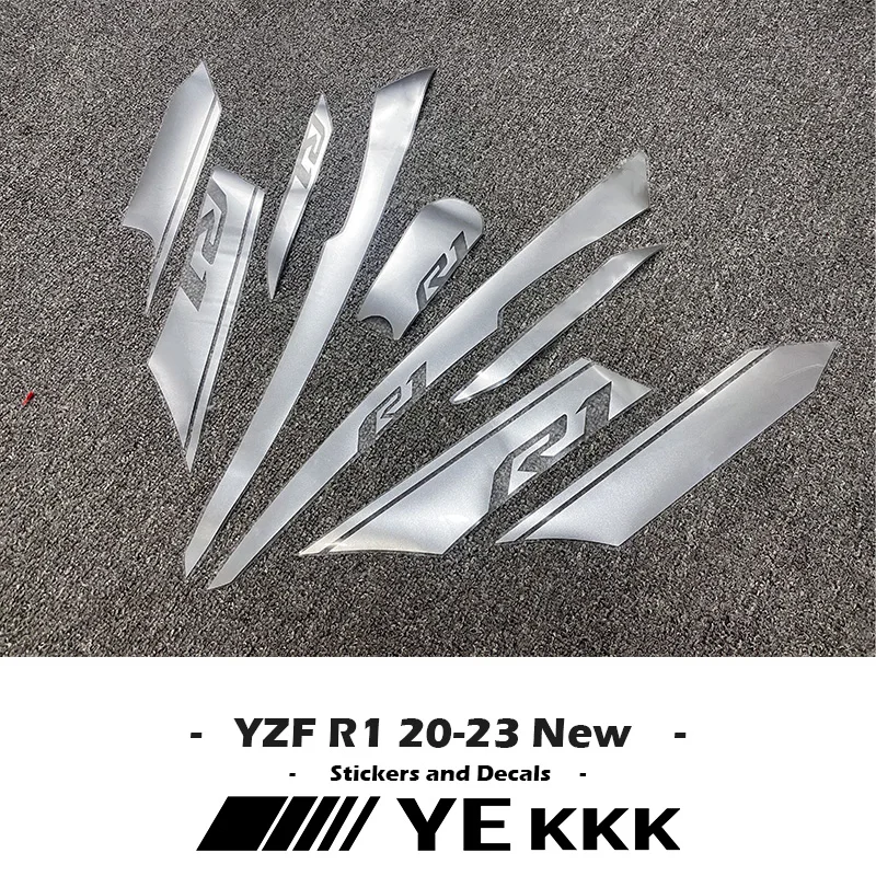 For YAMAHA YZFR1 R1 YZF-R1M YZF-R1S 2020-2023 Fairing Decal Shell Sticker New GT Flash Silver  Motorcycle Sticker