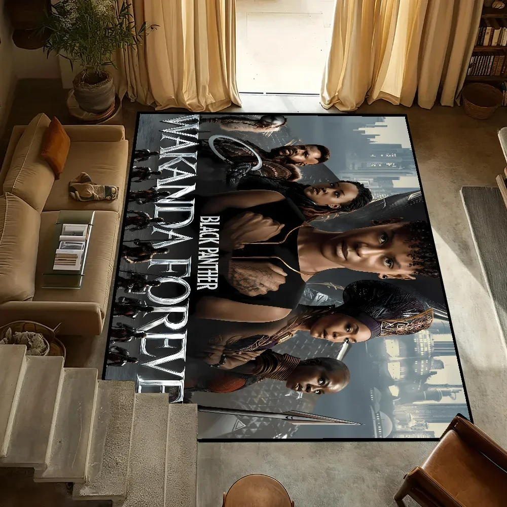 

B-lack Panther Wakanda ForeverSmall Bedside Kitchen Bath Living Home House Bedroom Floor Mat Doormat Large Carpet Rug Decoration