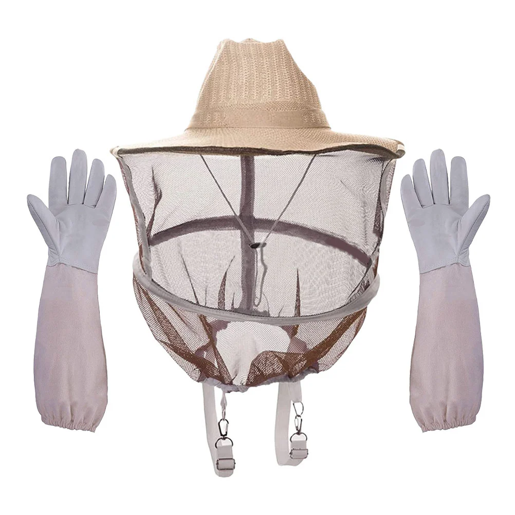 

Anti-bee Honeycomb Beekeeping Protective Hat and Gloves with Body Wear Protection Cotton Cloth Supply Hats for