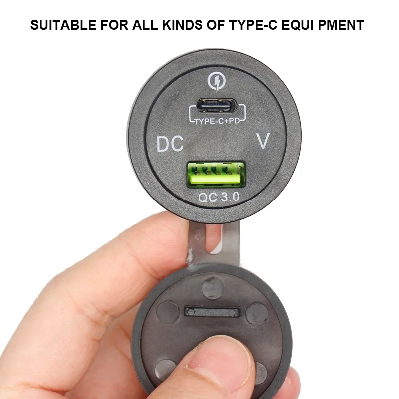 Quick Charge QC3.0 Type A Usb & Pd Type C Socket Lader Met Voltmeter