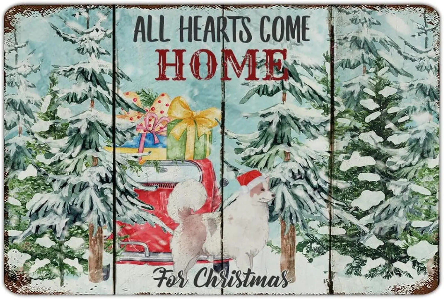 Divertidos letreros de estaño de Metal Retro, perro de Navidad, pastor holandés, todos los corazones, ven a casa para Navidad, granja, placa Vintage, arte de Metal f