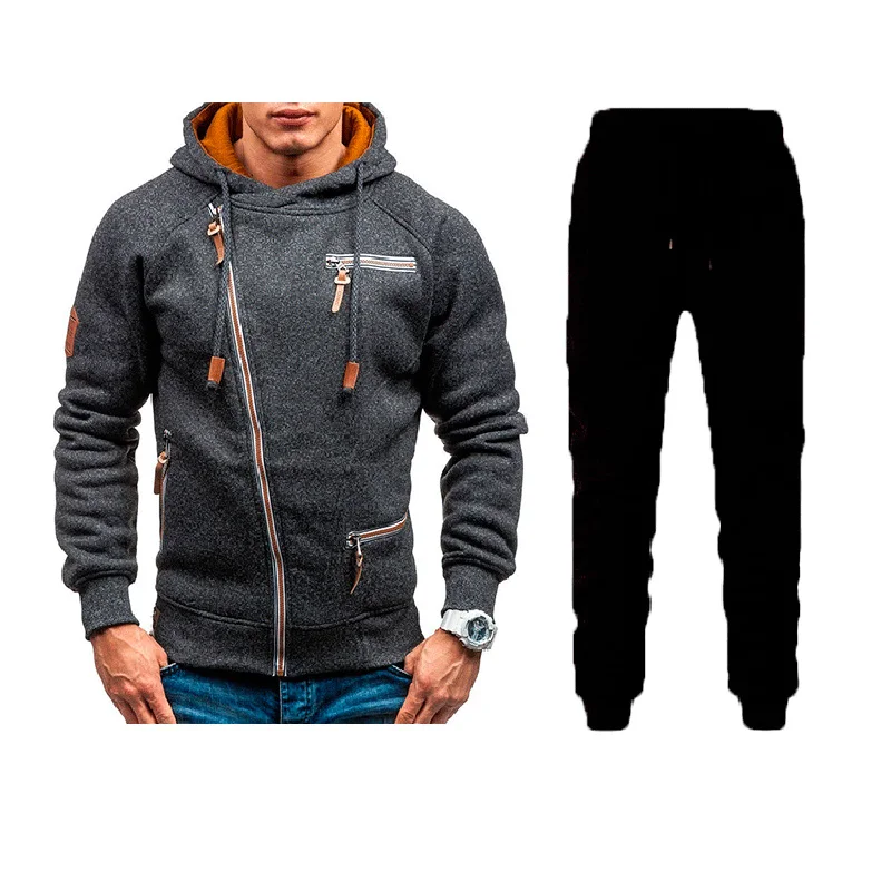 

2023 Autumn/Winter New Fashion Zipper Hoodie Long Pants Set Men's Fashion, Warm, Leisure, Fitness and Sports 2-Piece Set