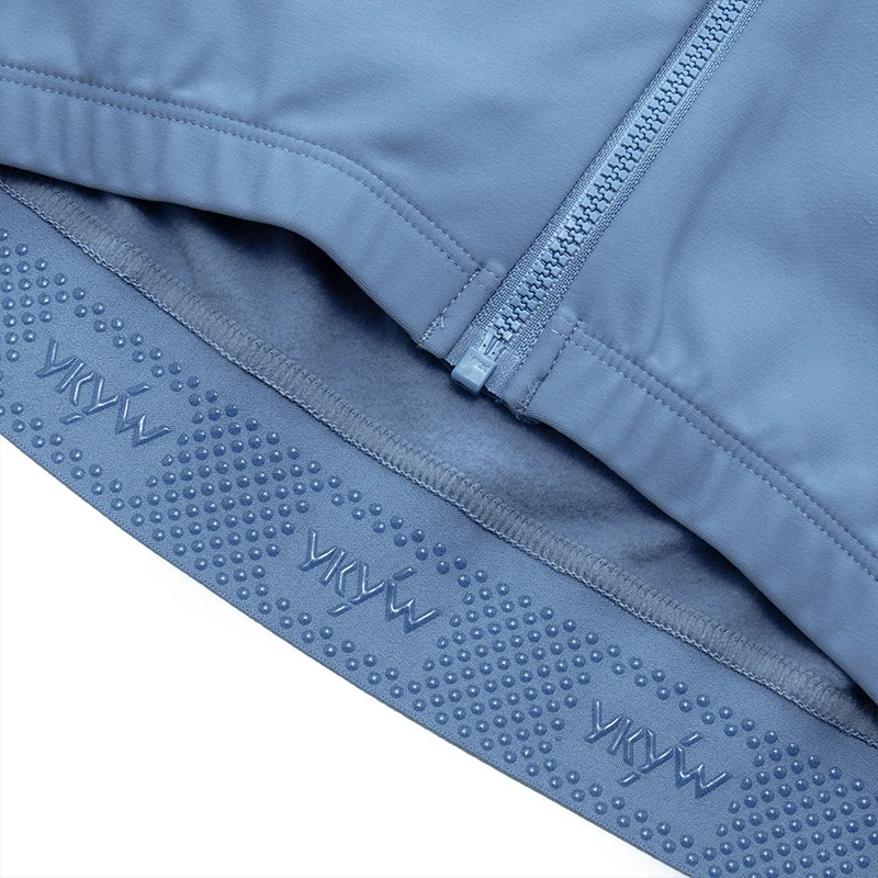 YKYW Women Breathable Cycling Jackets Autumn Winter Thermal Fleece Warmth Blue Gray Bicycle Jersey Long Sleeve Road Bike Clothes