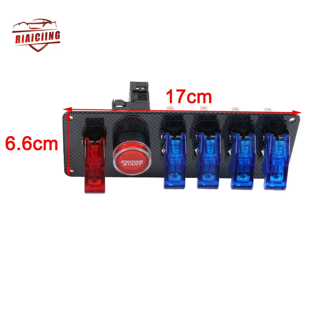 Universal 12V LED Toggle Ignition Switch Panel with Engine Start Button - Great Car Accessory for 12V Cars, Boosting Racing Feel