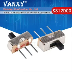 50pcs SS12D00 SS12D00G3 SS12D00G4 SS12D00G5 Interruptor on-off mini Slide Switch 1P2T Long handle: 3mm 4mm 5mm toggle switch