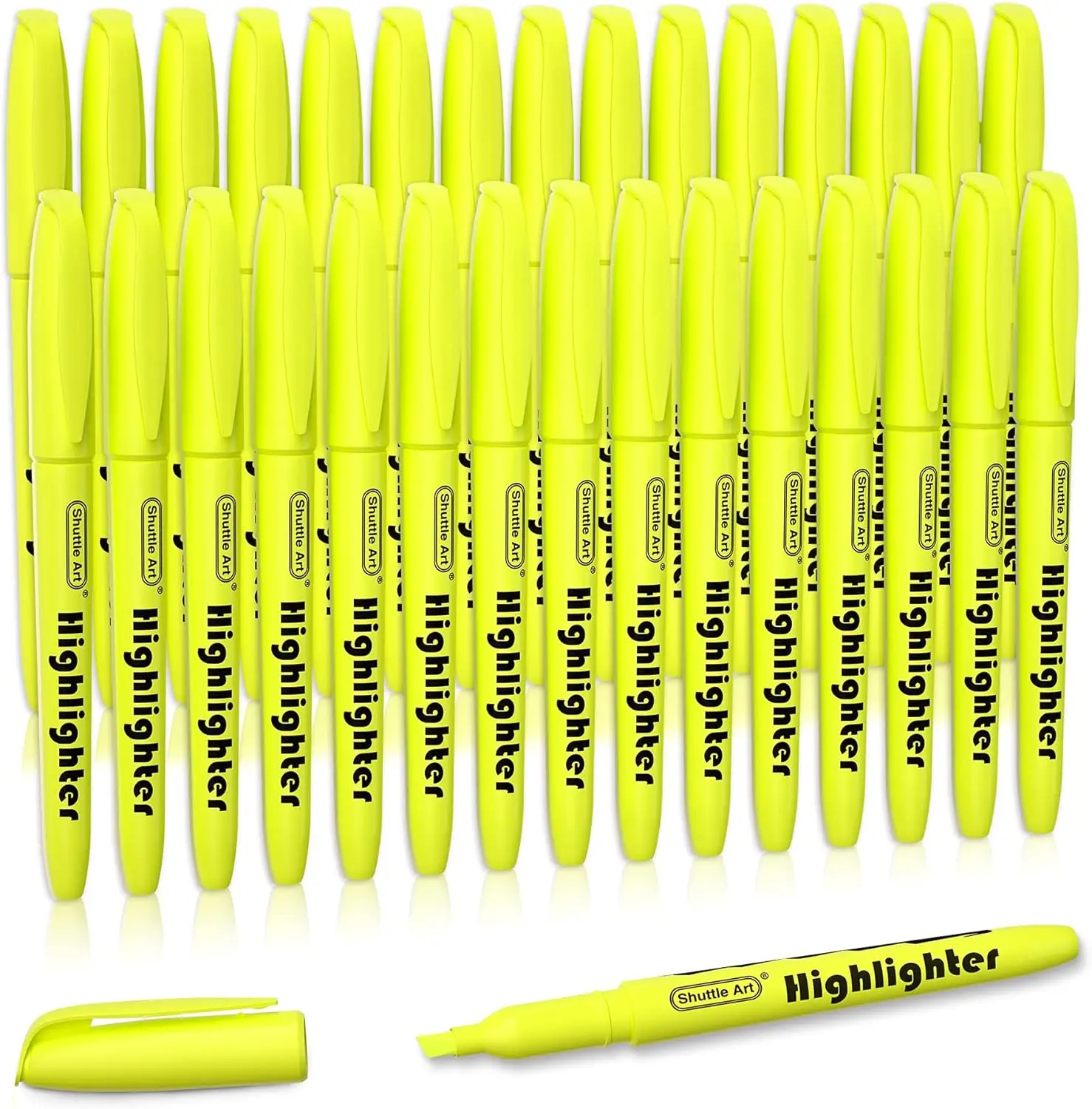 

30 Pack Yellow Highlighters, Chisel Tip Dry-Quickly Non-Toxic Markers for School Office Home Use