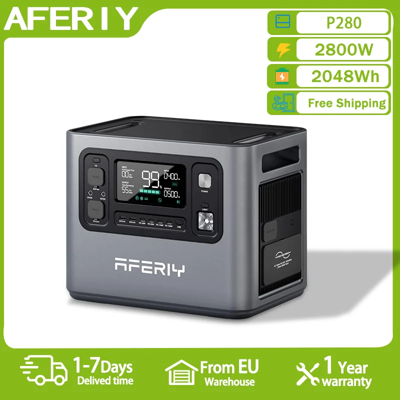 AFERIY P280 APP BT centrale électrique Portable 2800W générateur solaire 2048Wh Lifepo4 batterie de secours à domicile Camping en plein air alimentation Mobile