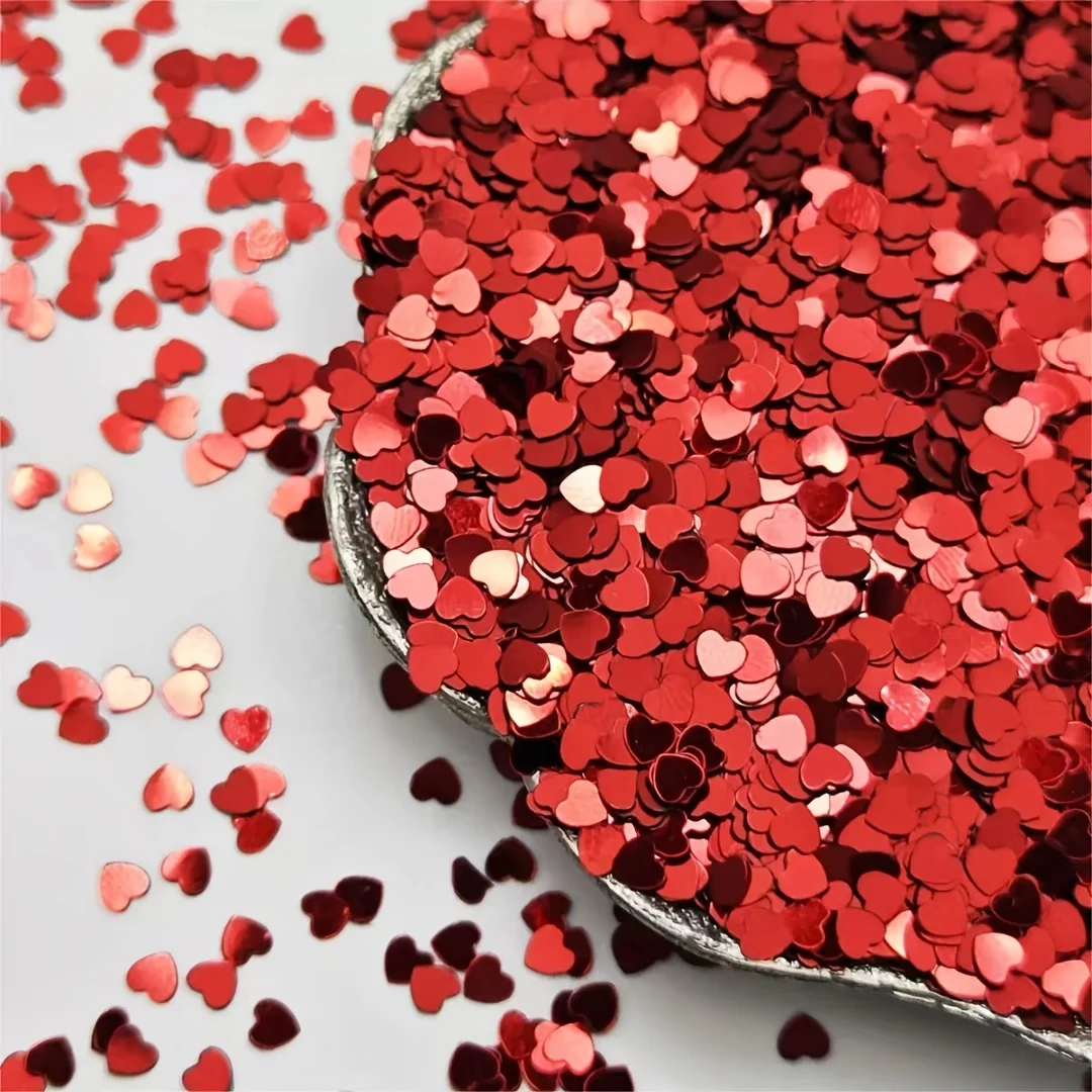 5000 Stück Rote Herz-Konfetti aus Glänzender Folie, Metallische PVC-Tischdekoration & Ballonfüller für Valentinstag, Hochzeit, Partydekoration