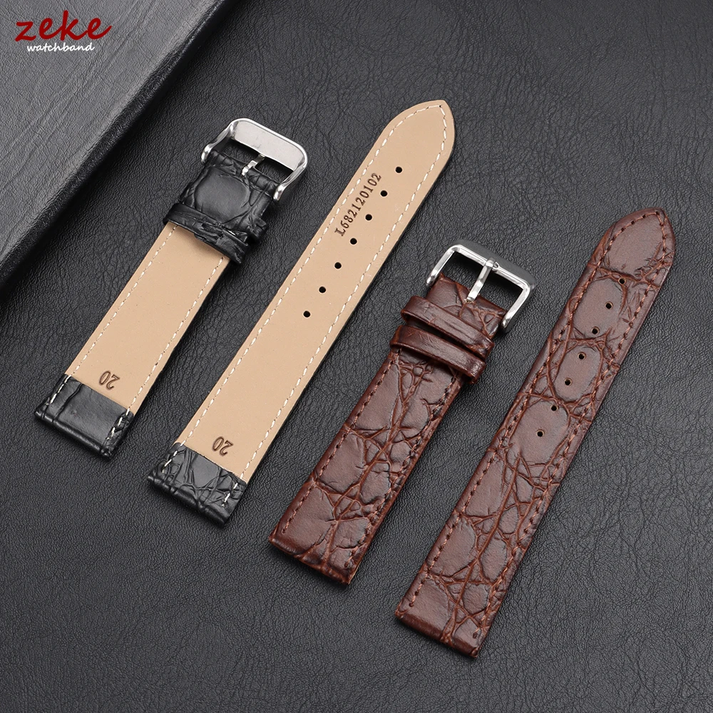 Matte Crocodile Embossed Leather Watch Band for Longines 20mm 18mm 13mm Replacement Straps for Men Women Black Brown Watchband