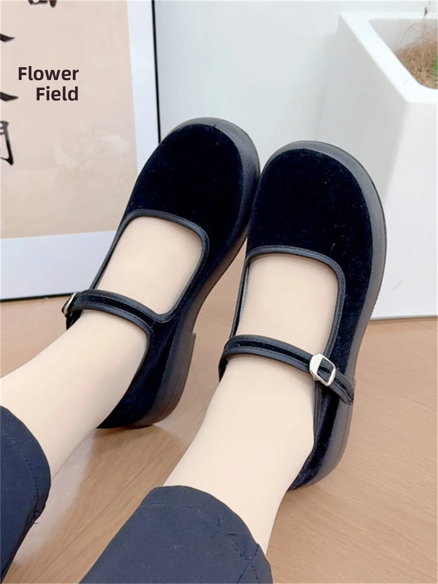 

New 2025 Women's Beijing Cloth Shoes Soft Bottom Slip-On Work Shoes Black Single Strap Breathable Comfortable Traditional Chi...