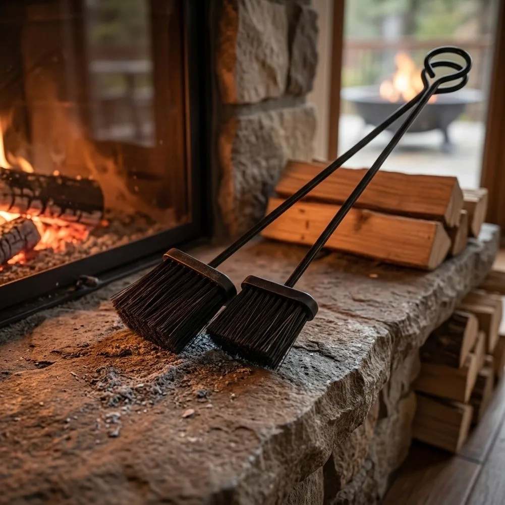 21 Inch Fireplace Brush for Cleaning Ash from Fireplaces Fire Pits Wood Stoves and Patio Fire Features Steel Build