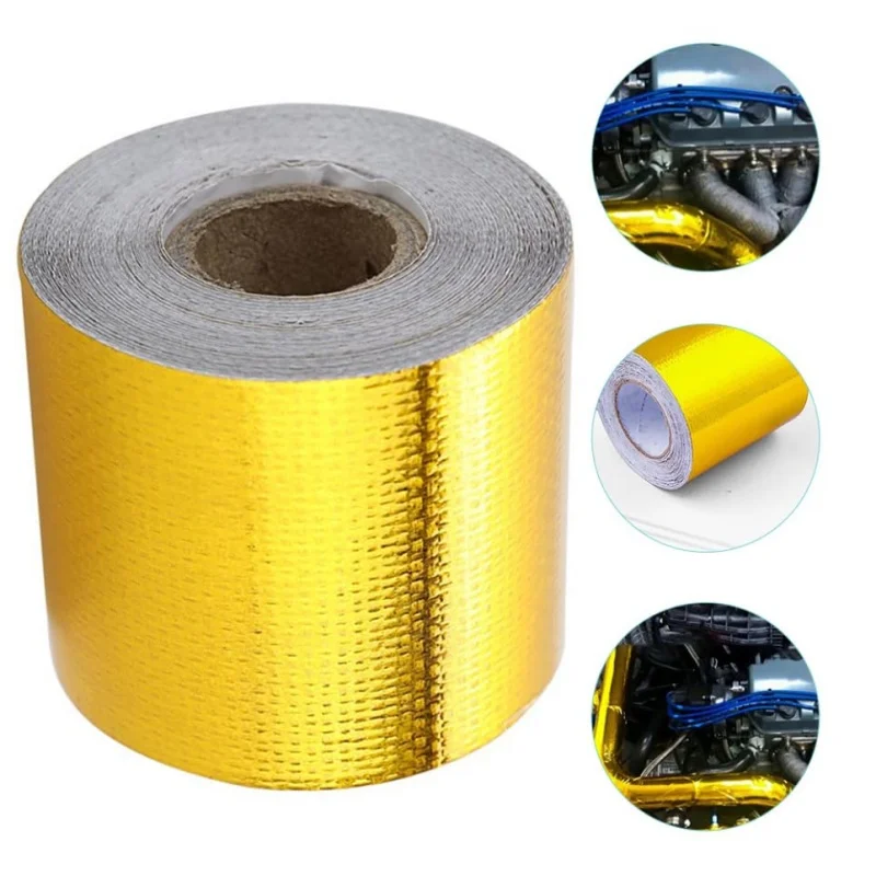 5m Gold Car Motorcycle Exhaust Wrap Pipe Header Heat Insulation Roll Tape Turbo Heat Exhaust Thermal Wrap Tape