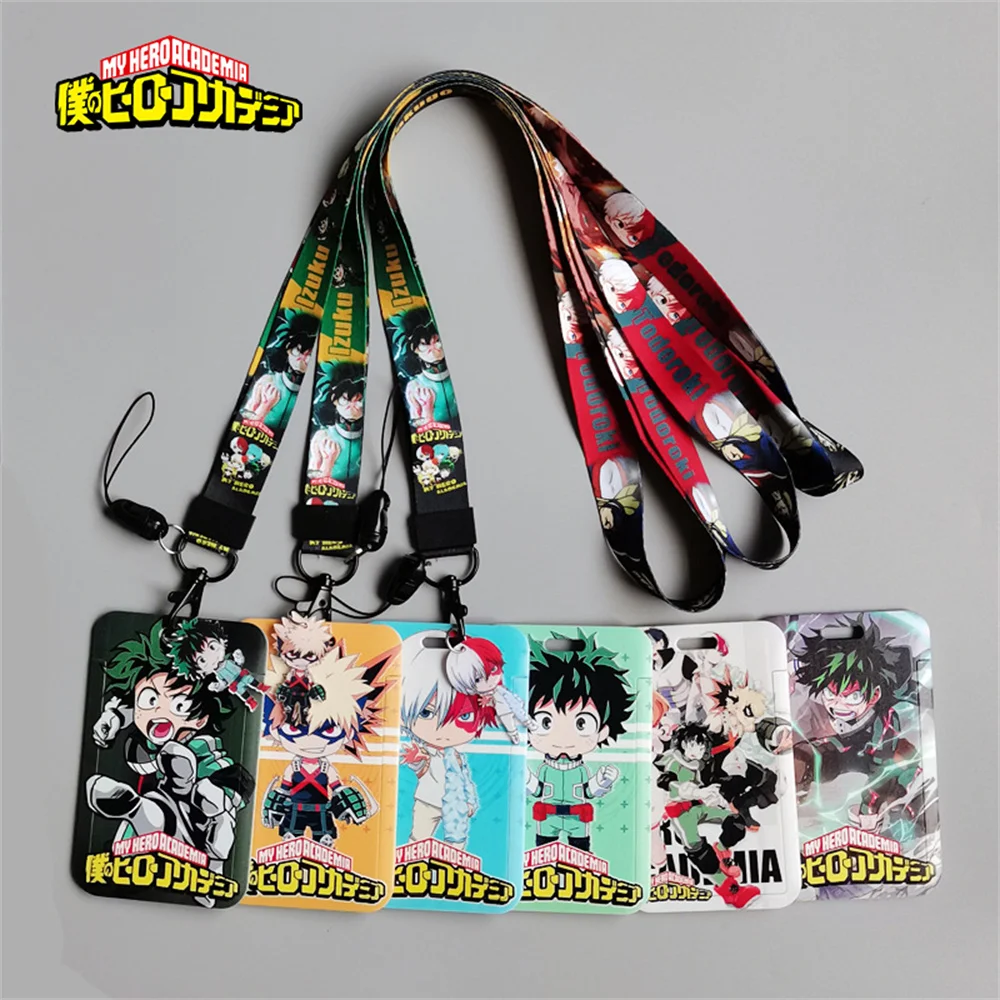 My Hero Academia Figures Cartoon Card Holder Student Cell Phone Lanyard Campus Cartoon Clutch deku All Might Cartoon Card Holder