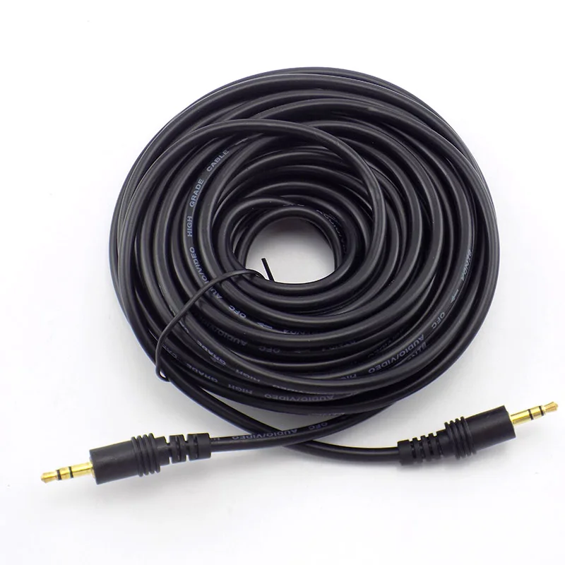 1.5/3/5/10/15M/20M 3.5mm Male to Male Jack Audio Stereo Aux Extension Cable Cord for TV Computer Laptop MP3/MP4