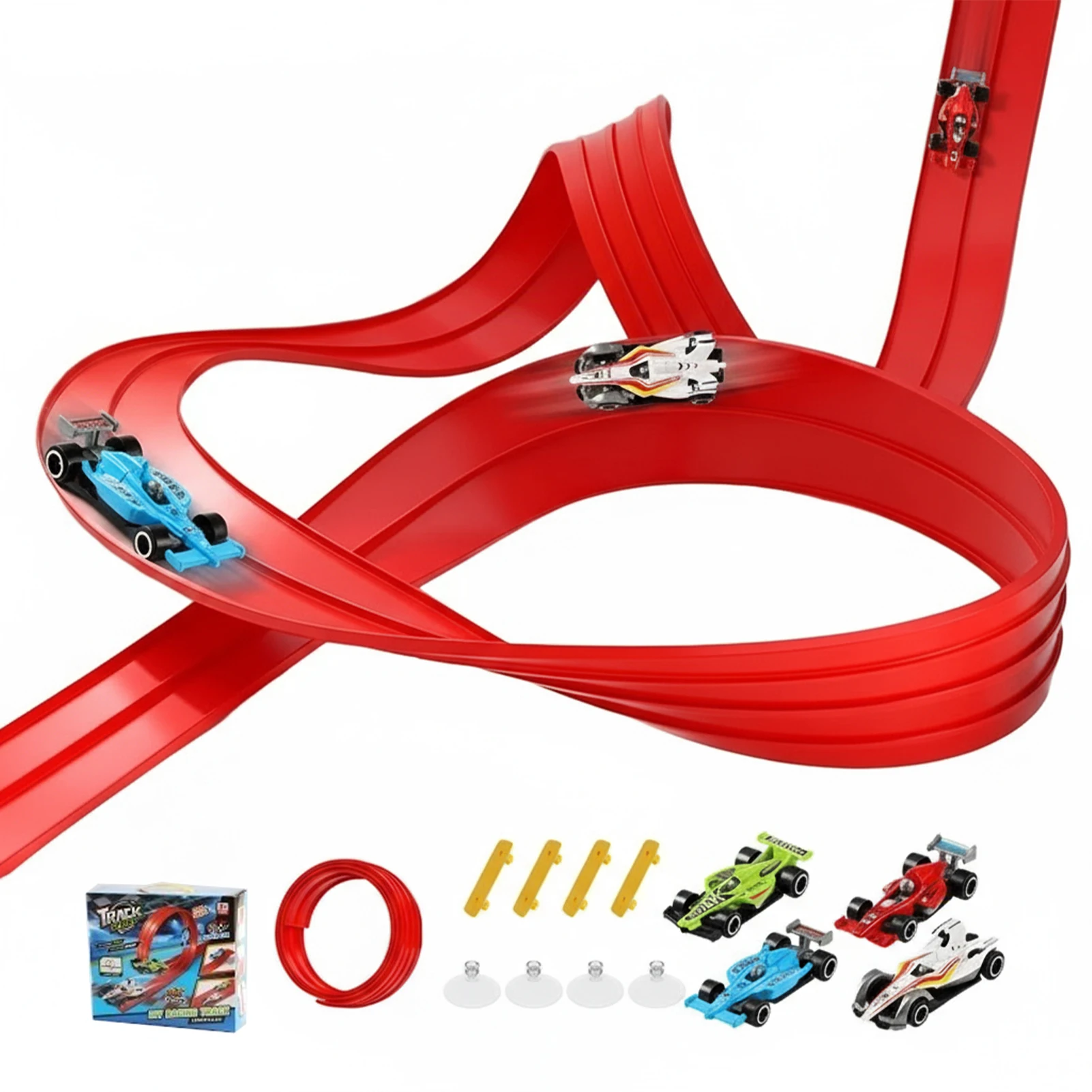 

Двухдорожечный гоночный автомобиль «сделай сам», рампа, гибкая гоночная дорожка, детские игрушки, совместимые с автомобилями 1/64, портативные гоночные треки с каллами