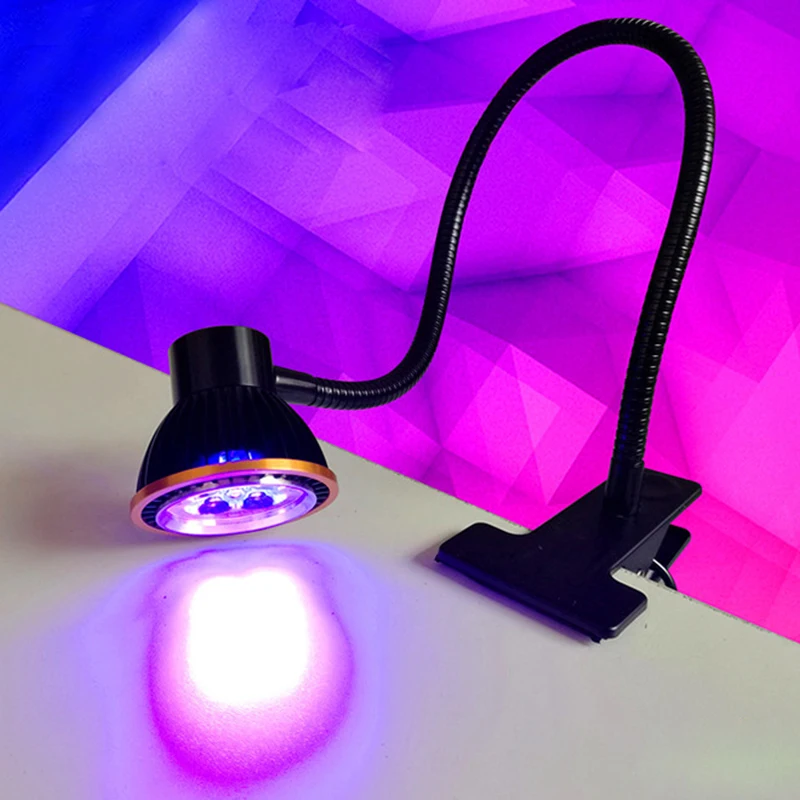 Flexible Pipe 5W UV LED Black Light Ultra Violet 395nm/365nm Spotlight Clamp Clip Lamp On/Off Switch Plug-in Gel Nail Art Dryer
