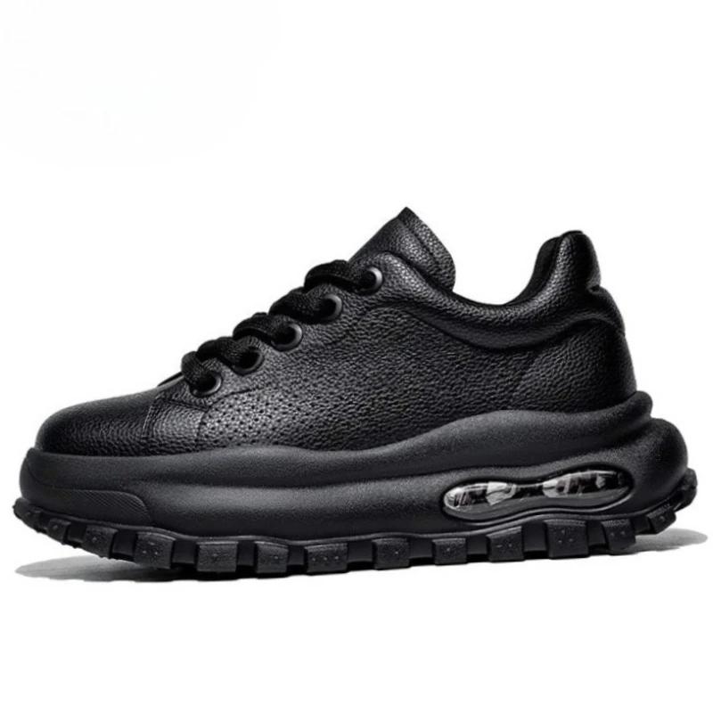 Genuine Leather White Shoes for Men's Comfortable Soft Soled Casual Sneakers Summer Breathable Trendy Sports Daddy Shoes Male