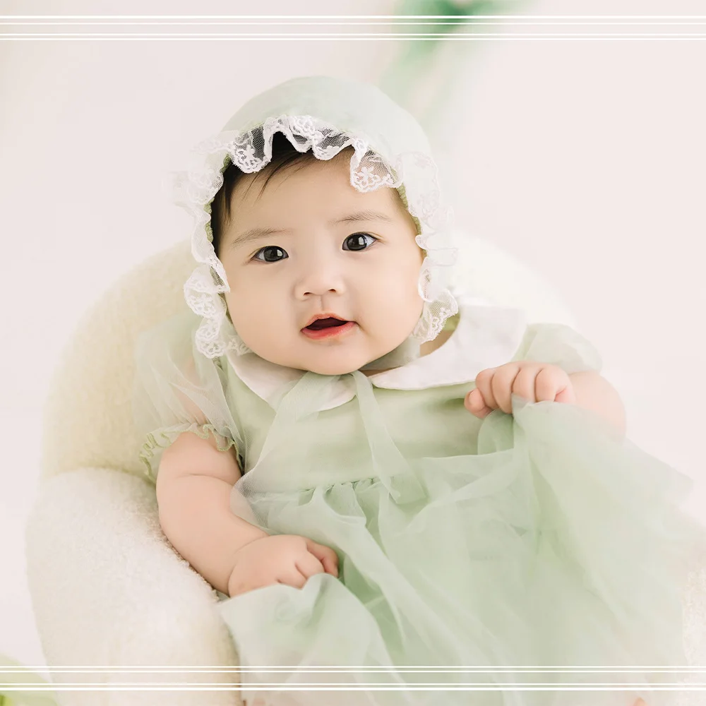 Ensemble de photographie de bébé fille, robe en dentelle, chapeau, ours, oreiller, nœud en maille, tulipe, accessoires décoratifs, vêtements doux et mignons, nouveau-né