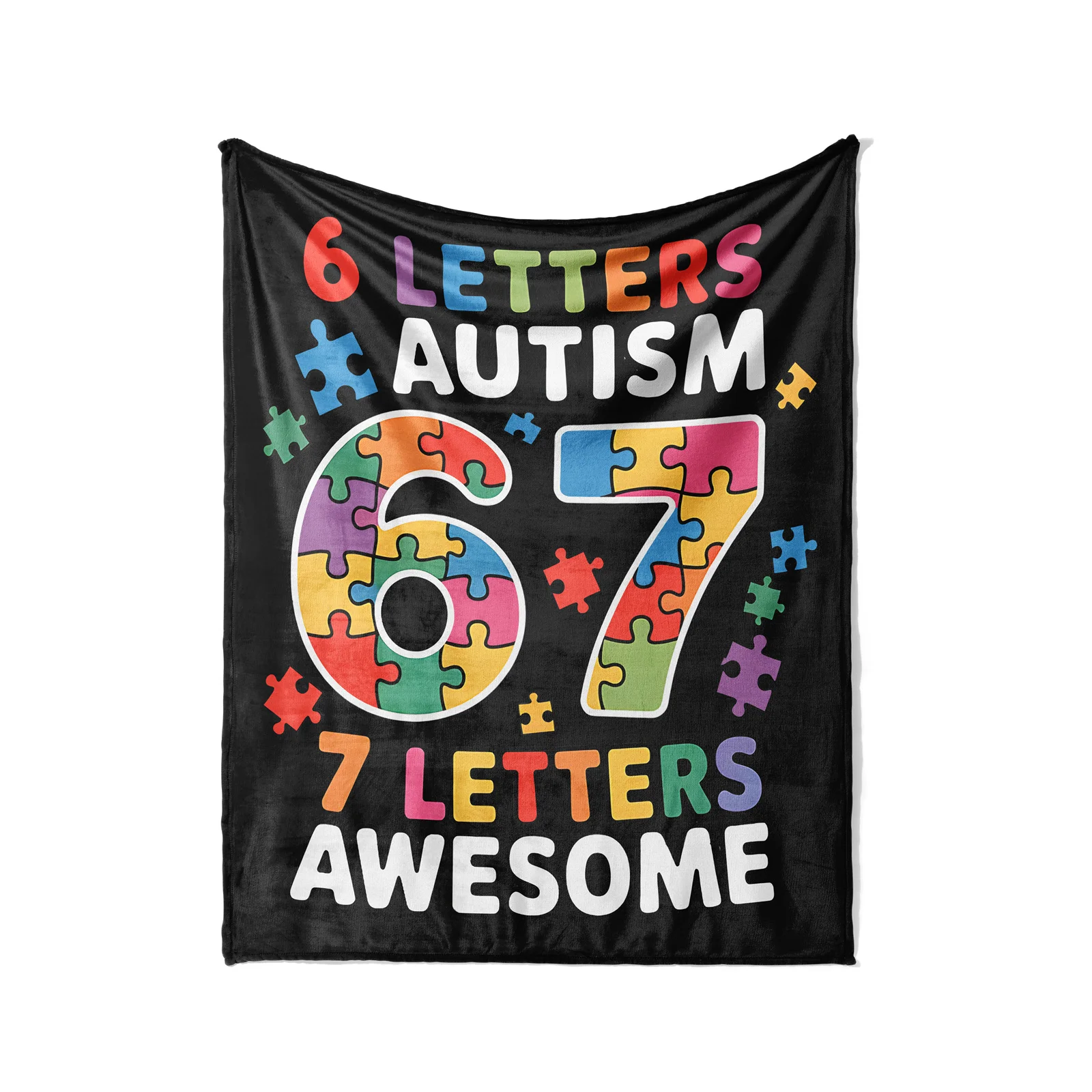 Gaslight Gatekeep Girlboss Six Seven Bruh 67 Autism Puzzle Throw Blanket 6 7 Meme World Autism Awareness Day Soft Fleece Blanket