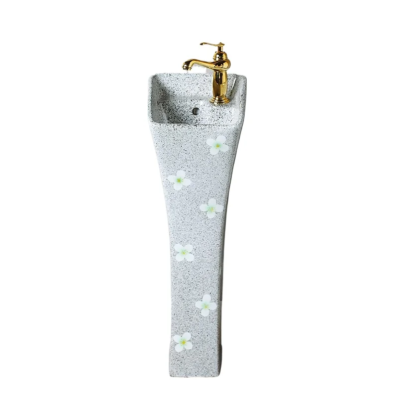 

Ceramic column type washbasin, bathroom integrated column basin, balcony floor type washbasin