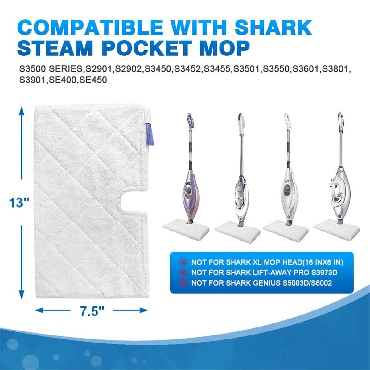 ملحقات المكنسة الكهربائية 8 قطع من وسادات استبدال ممسحة البخار القابلة لإعادة الاستخدام لسلسلة S3500