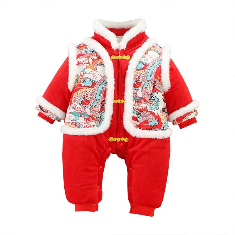 2024NEW Draak Jaar Chinese Traditionele Kostuum Hanfu Voor Pasgeboren Baby Jongens Borduren Rood Nieuwjaar Verjaardagscadeau Kerstmis