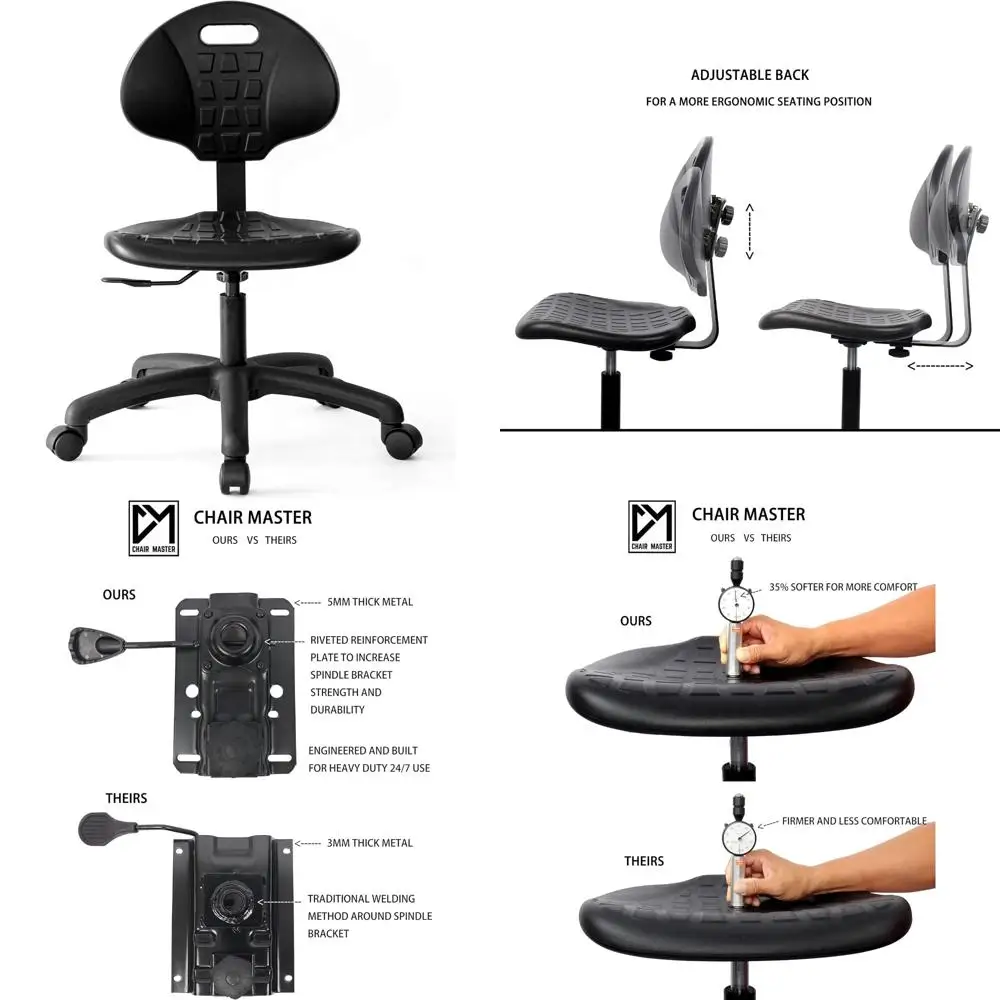 

Table Height Chair/Stool-Easy to Clean! Deluxe Ergonomic Polyurethane Chair. 5" of Height Adj (15.5"-20.5") 500 lb Capacity. Au