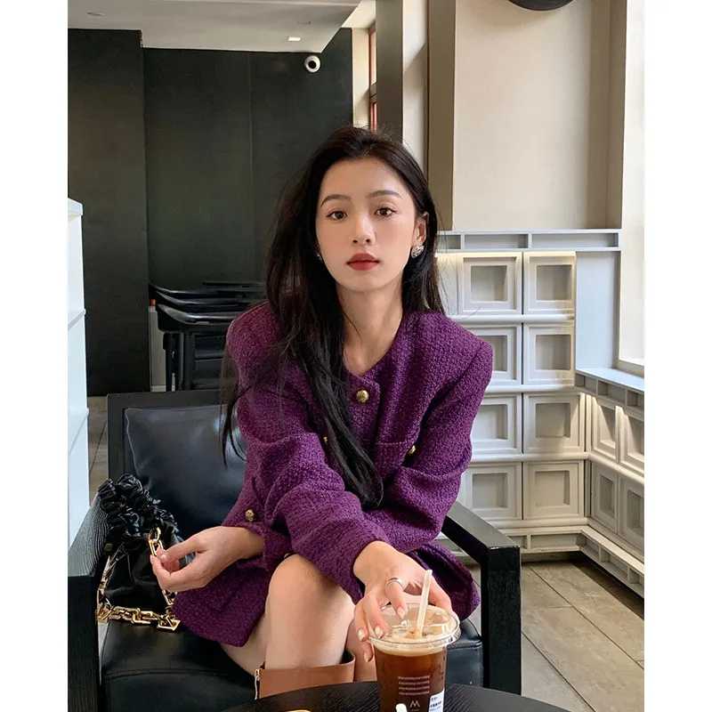 

Handmade Tweed Outerwear Women's Spring Faion Quilted Coat Buttons Design Classic Sle Premium Quali