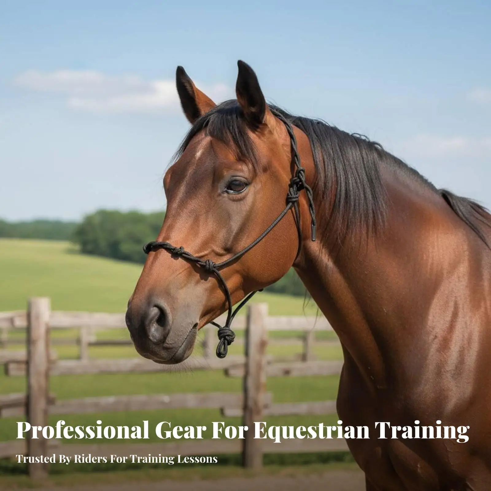 Durable Rope Horse Halter with Braided Crown Knots for Training Control Horsemanship Tack