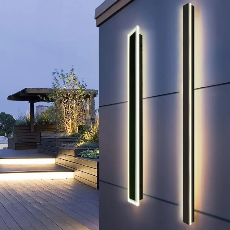 Long Strip Wall Light Outdoor Waterproof Colorful Modern Nordic Minimalist Lines Simple Courtyard Atmosphere Decor LED Wall Lamp