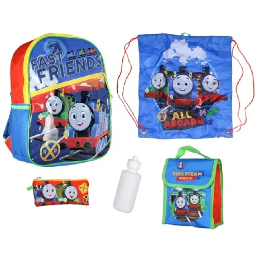 

Thomas and Friends Backpack Thomas Train Fast Friends Backpack Set Lunch Box Pencil Case Water Bottle 5 Piece For 16"