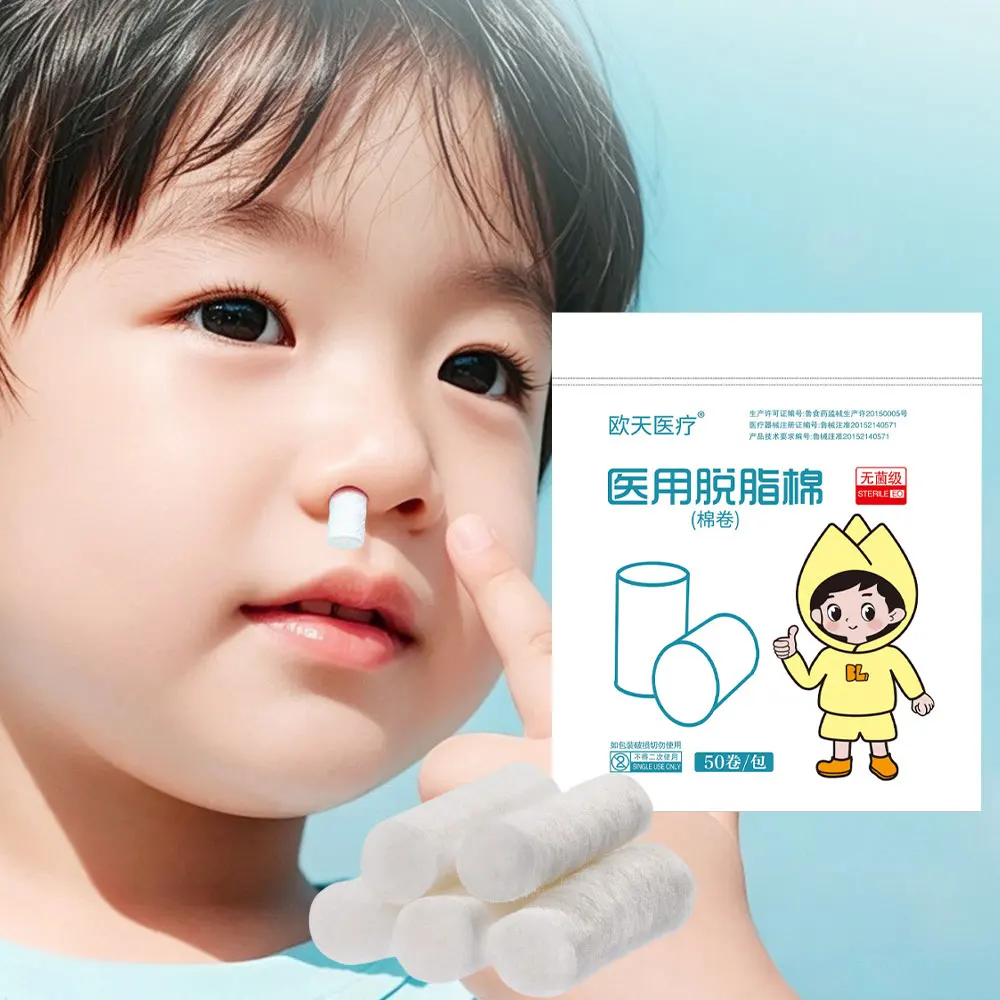 100Pcs/Box Cotton Roll Nose Blood Stop Bobbin Child Nose Bleeding Runny Nose Spray Cotton Swab Cotton Strip Adult Child Supplies