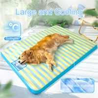 Summer Stripes Dog Bed Cool Breathable Puppy Kitten Sleeping Pad Ice Silk Cooling Pet Mat Washable Cooling Pad Dog Accessories