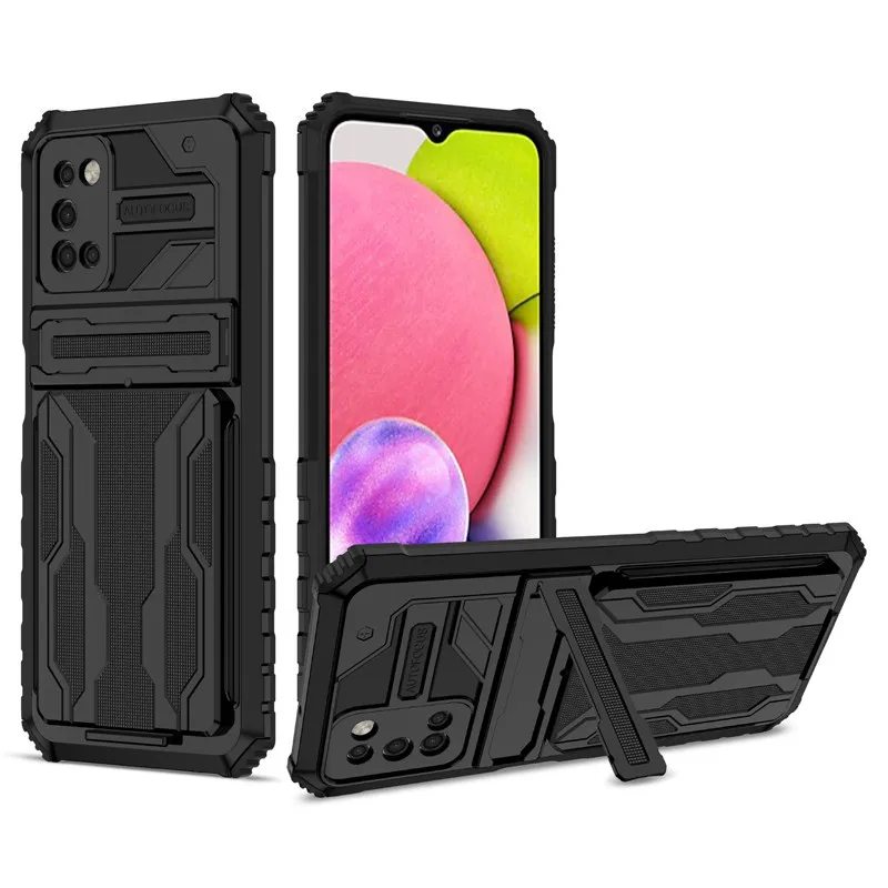 Hybrid Armor Shockproof Phone Case For Samsung Galaxy A10s A20s A21s A31 A51 A02 A03s M02 With Card Slot Stand Holder Back Cover