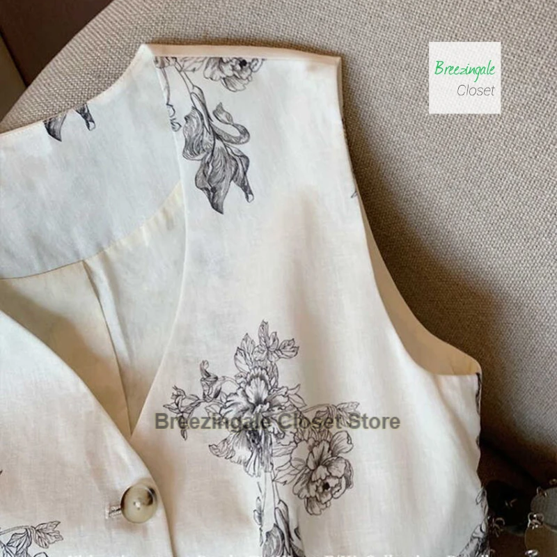 フランス刺繍カジュアルベスト女性の新しい春と夏の摩耗タンクトップファッションハイエンド気質プリント V ネックベストベスト