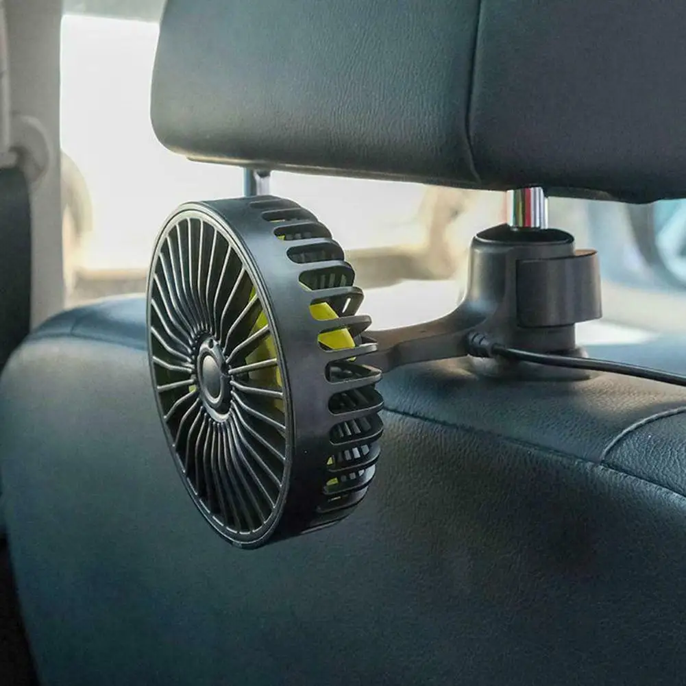 Ventilador de encosto de cabeça do carro USB, Mini assento traseiro, Arrefecimento a ar ajustável de 3 velocidades, Ventiladores sopradores, Plug