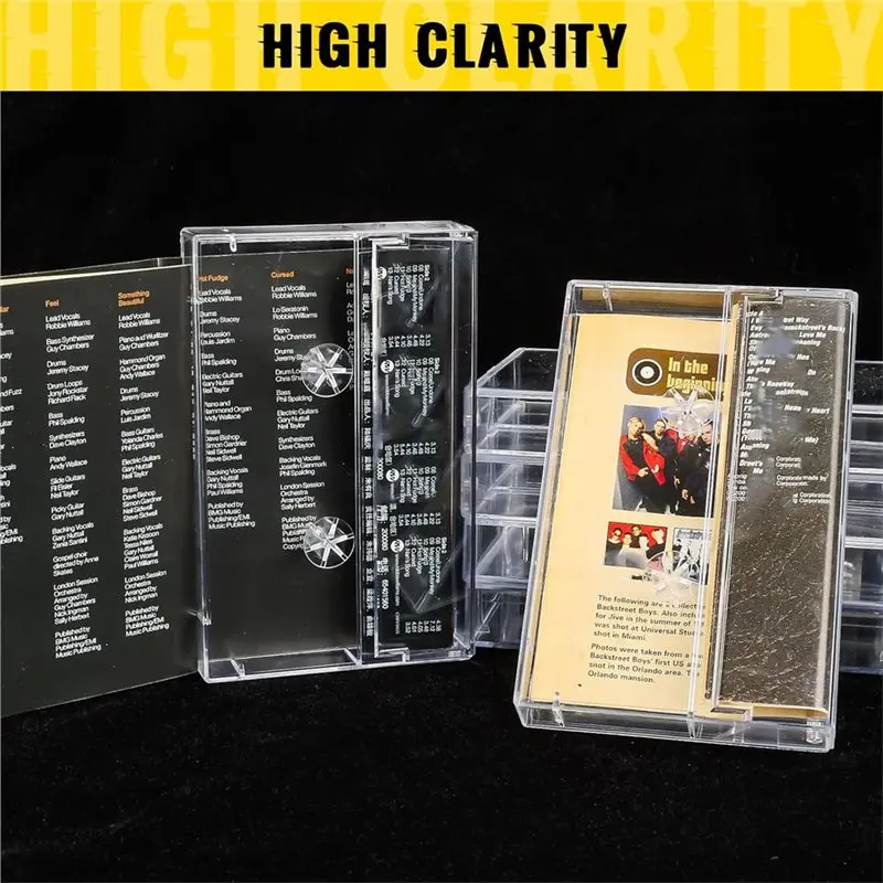 ABHI-Audio Cassette Tape Storage Cases 50-Pack-Clear Plastic Box-Replacement Box For Audio Cassettes