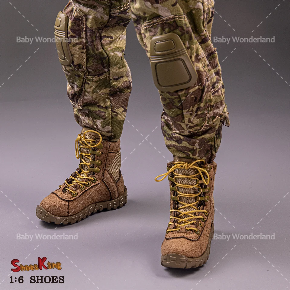 

In Stock SK012 1/6 Scale Male Desert Combat Boots Lace Up Hollow Boots Shoes Model Fit 12'' Male Soldier Action Figure Body Doll