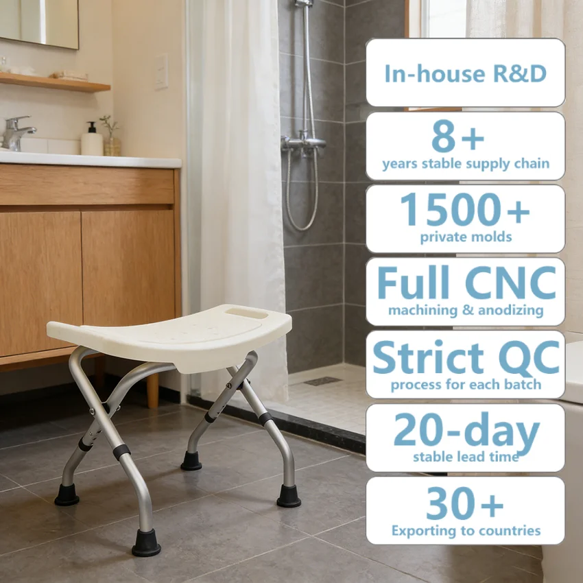 

Simplywalk Aluminum Alloy 136KG Bath Shower Chair Foldable Hospital Pregnant Woman UKCA Framework Agreement