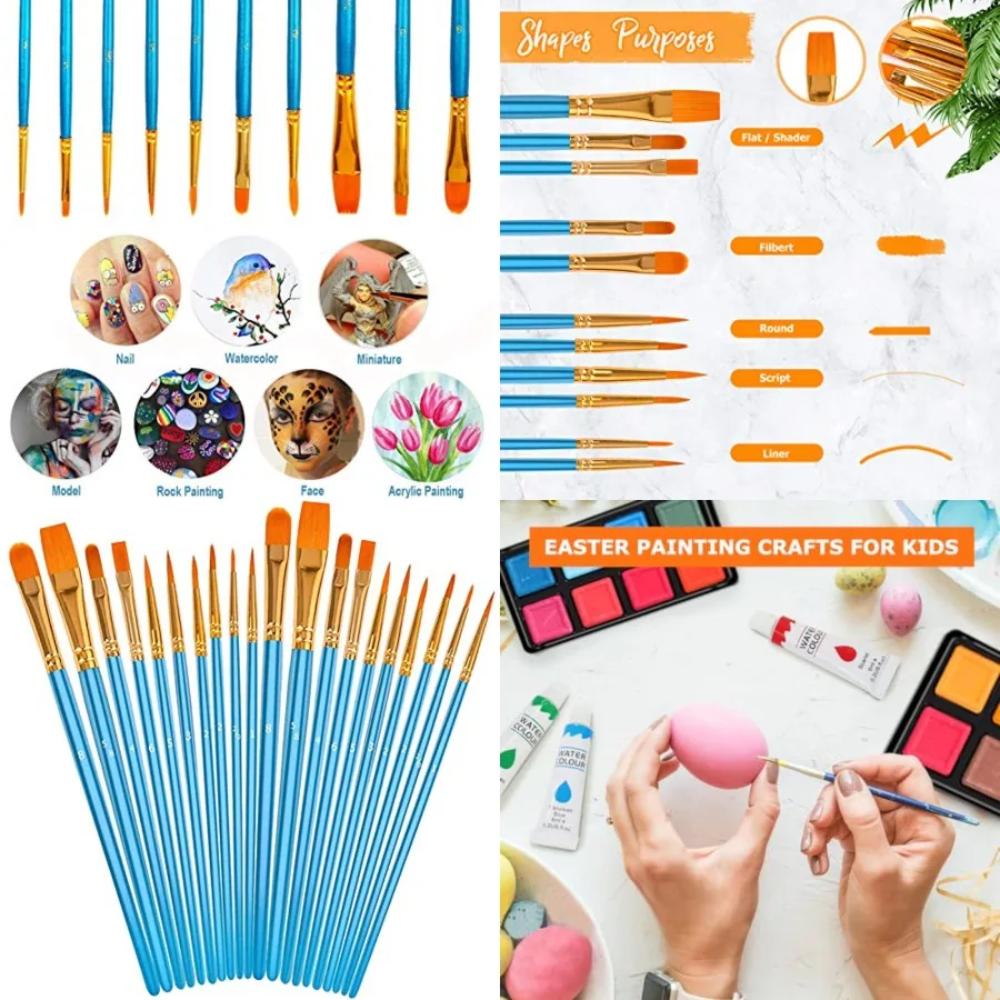 Acrylic Paint Brushes Set, Easter Basket Stuffers, 20Pcs Round Pointed Tip Artist Paintbrushes for Acrylic Oil Watercolor Canvases Rock Body Face Nail Miniature Detailing Drawing Art Supplies,Blue