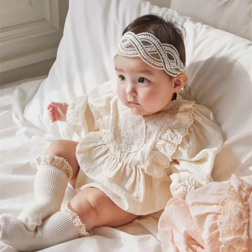 

Fashion Wave Lace Baby Headband Embroidered Wide Infant Hairband Turban Korean Style Elastic Hair Hoop Newborn