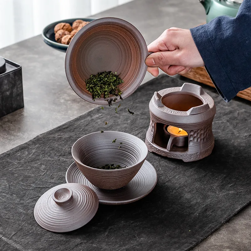 Scaldacandele Tea Roaster Fire Wood Heater gres Ceramic Tea stufa teiera Warmer riscaldamento Base isolante Teaware Kitchen